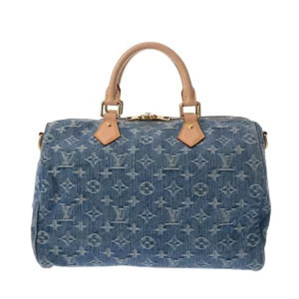 Louis Vuitton Monogram Blue Denim Speedy Soft Handbag